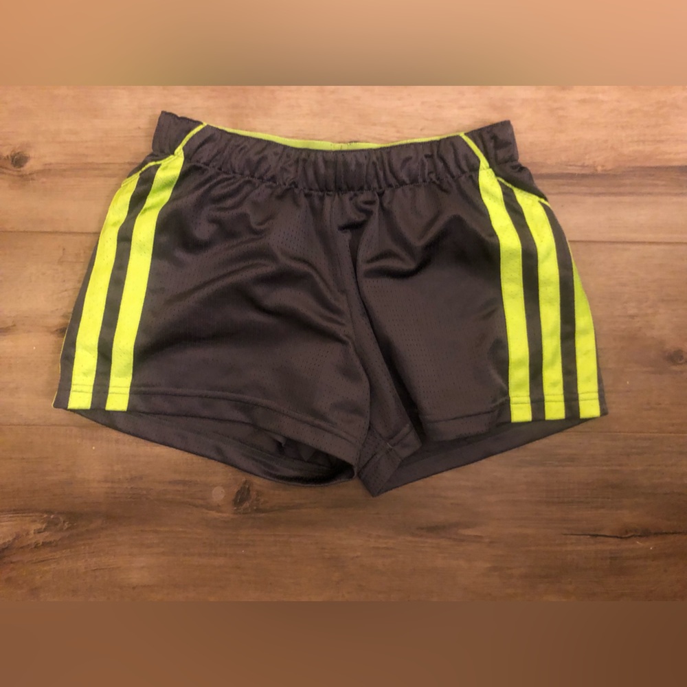 EUC Charcoal and neon yellow Adidas Athletic Shorts Size S.